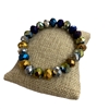 131GSB GOLD SILVER BLUE METALLIC CRYSTAL BRACELET