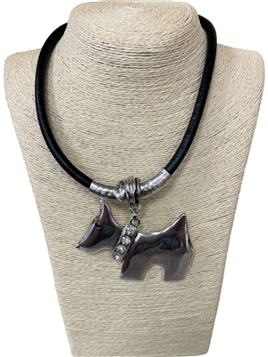 13479 SILVER DOG  MAGNETIC SHORT NECKLACE