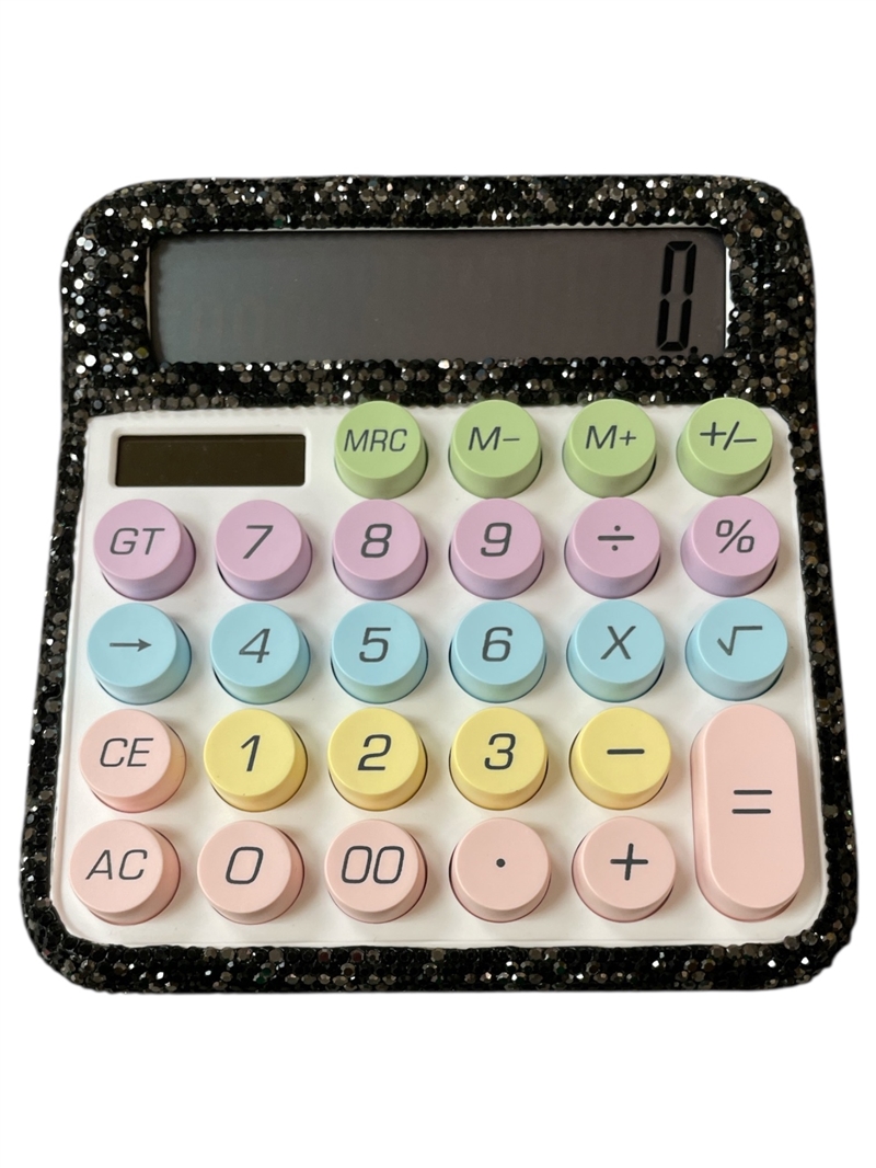 1426BK BLACK RHINESTONE RAINBOW CALCULATOR