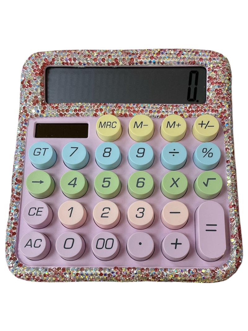 1426PK PINK RHINESTONE RAINBOW CALCULATOR