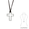 14456 HAMMERED SMALL OPEN CROSS LONG SUEDE NECKLACE