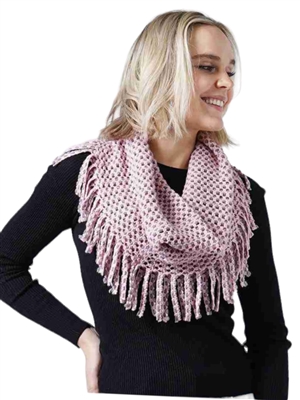 145645PN  PINK TASSEL INFINITY SCARF