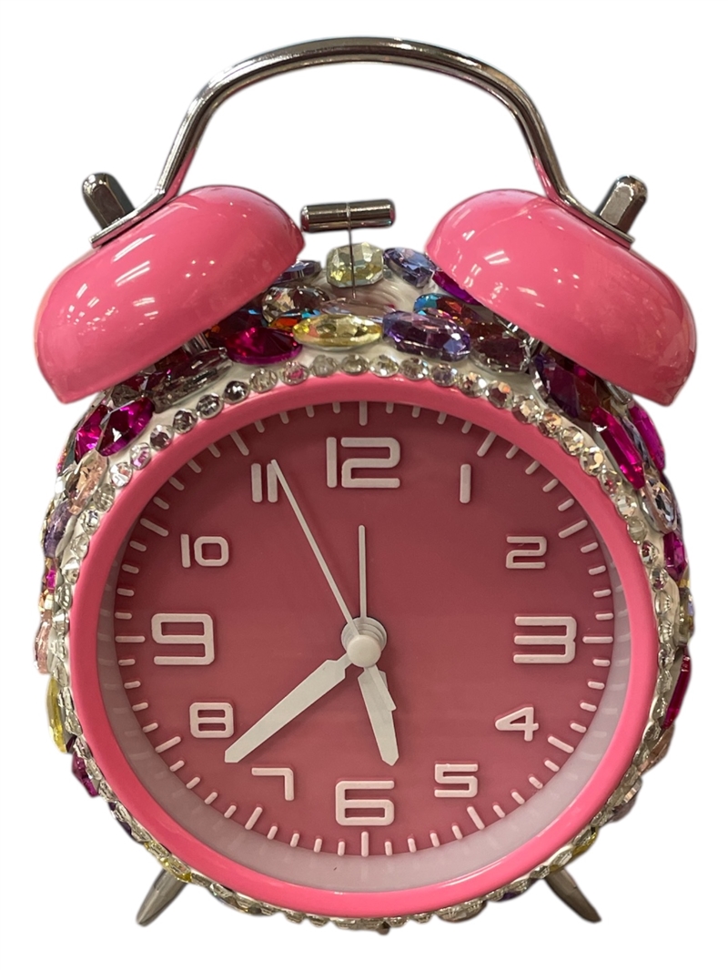 1475M  PINK MULTI  STONE STONE ALARM CLOCK