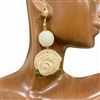 15-1530   FABRIC WOODEN FLOWER EARRINGS