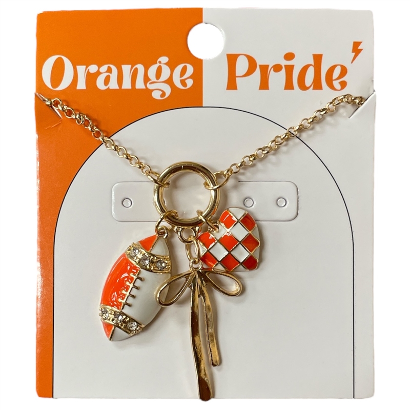 15-2100O ORANGE WHITE CHARMS SHORT NECKLACE