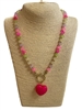 15-2208   ACRYLIC PINK HEART SHORT NECKLACE