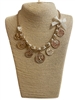 15-2281  COIN  CHARMS & CREAM NECKLACE