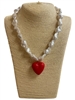 15-2286   PEARL RED  HEART SHORT NECKLACE