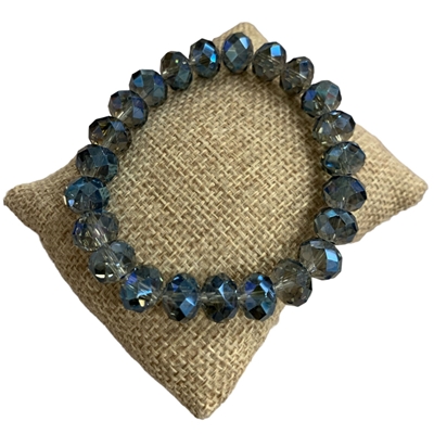 150CDM 10MM CLEAR DENIM BLUE CRYSTAL BRACELET