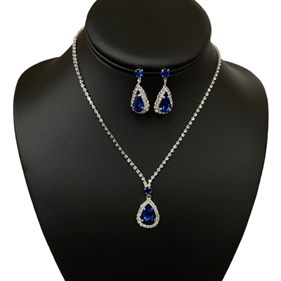 15462 TEARDROP RHINESTONE SET NECKLACE