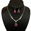 15494  TEARDROP TWISTED RHINESTONE SET NECKLACE