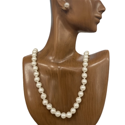 15642 24" PEARL NECKLACE AND EARRINGS SET