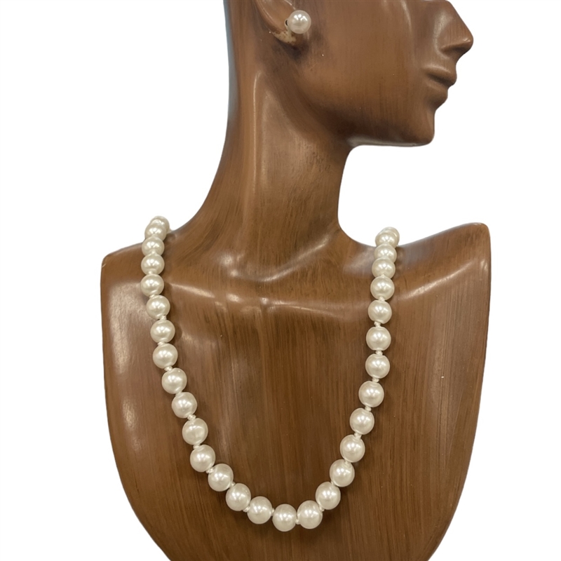 15642 24" PEARL NECKLACE AND EARRINGS SET