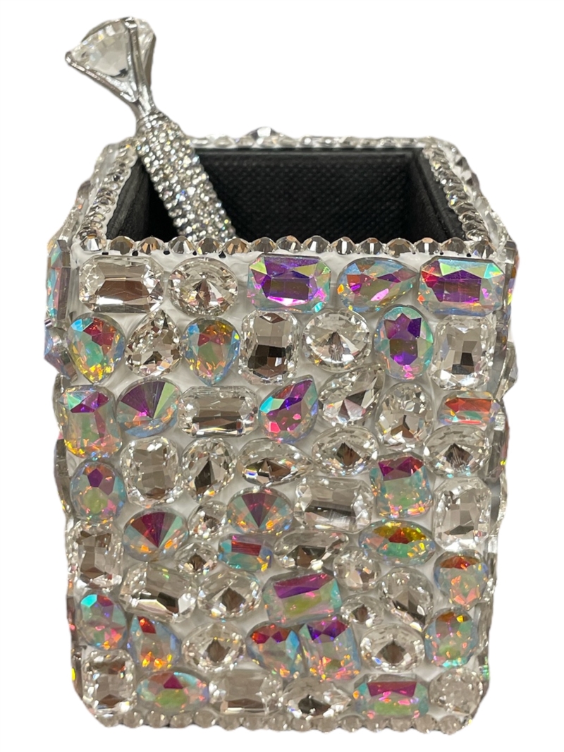 1575AB  SQUARE AB BIG STONE  BLING PEN HOLDER