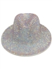 1575AW  AB WHITE BLING 100% POLYESTER ADJUSTABLE FEDORA HAT