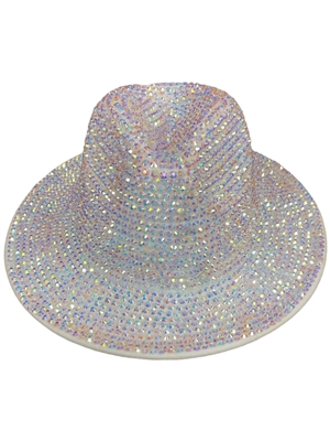 1575AW  AB WHITE BLING 100% POLYESTER ADJUSTABLE HAT