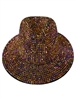 1575BG  BURGUNDY & GOLD BLING 100% POLYESTER ADJUSTABLE FEDORA HAT