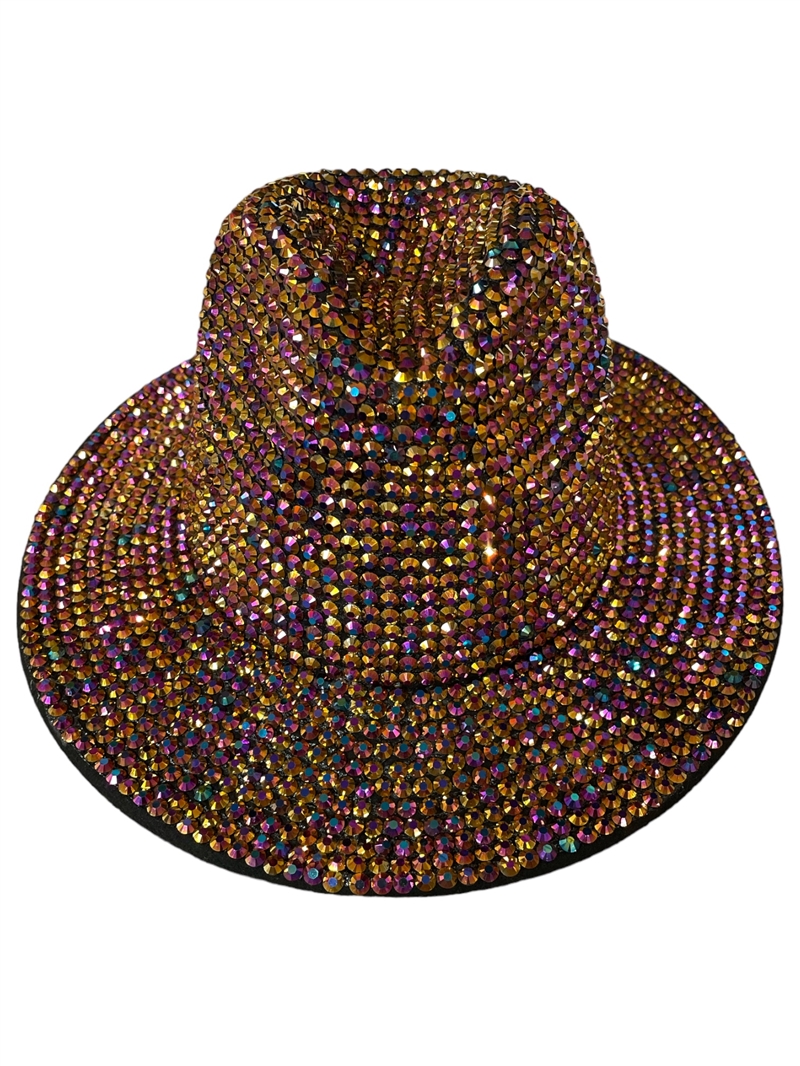 1575BG  BURGUNDY & GOLD BLING 100% POLYESTER ADJUSTABLE FEDORA HAT