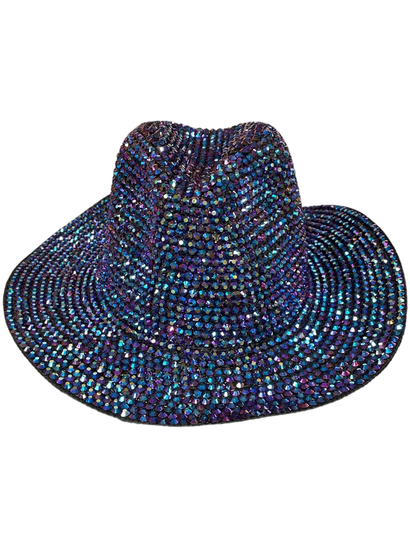 1575PM PURPLE MULTI  BLING  ADJUSTABLE COWBOY HAT