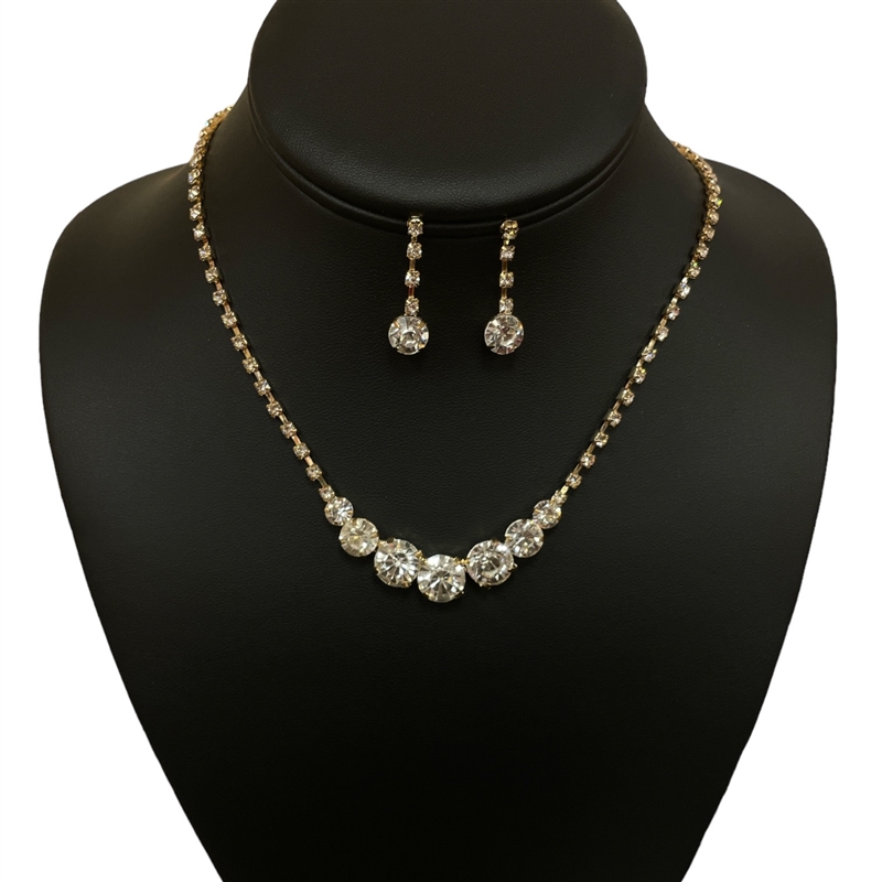 15920 GOLD CLEAR RHINESTONE SET NECKLACE