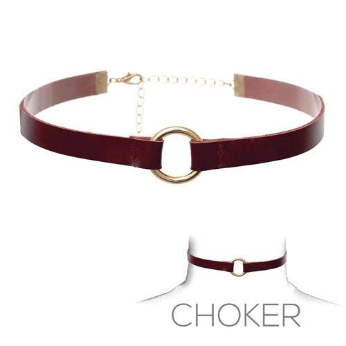 16001JT LEATHER/RING CHOKER