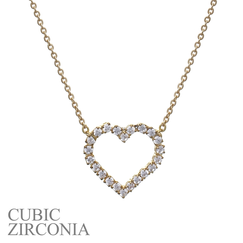 16093VCR RHINESTONE CHAIN HEART NECKLACE