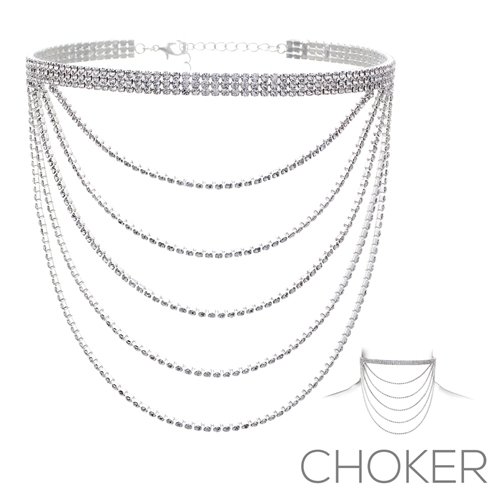 16138 CRYSTAL RHINESTONE LAYER CHOKER