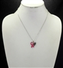 16157 INSPIRATIONAL HEART & PINK RIBBON SILVER NECKLACE