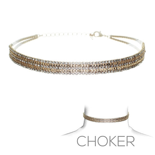 16340 THREE STRAND RHINESTONE CHOKER