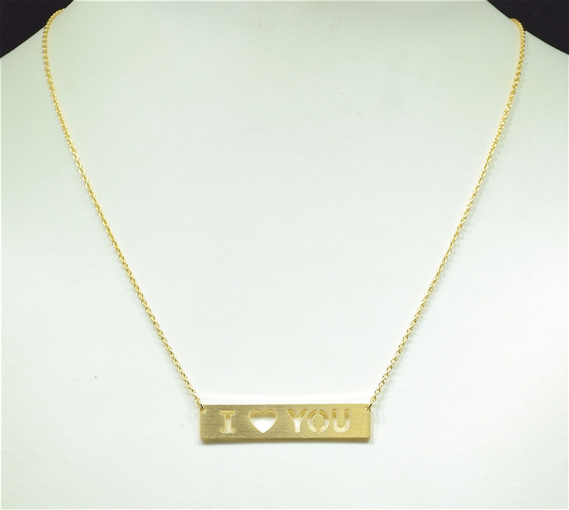 16679 ANTIQUE I LOVE YOU BAR NECKLACE