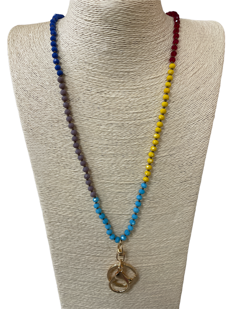 16802RMU  MULTI CRYSTAL BEADED LANYARD