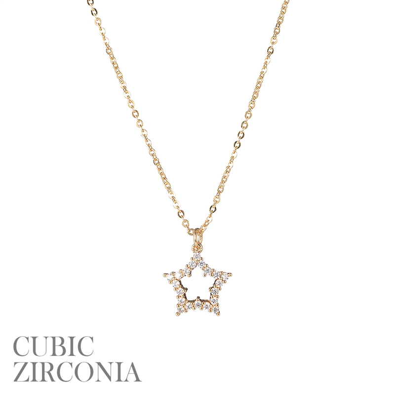 16894 CZ SMALL OPEN STAR THIN SHORT NECKLACE