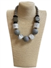168WH  GRAY & WHITE ACRYLIC NECKLACE