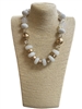 168WT  WHITE & GOLD ACRYLIC NECKLACE