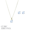 16926-8 GOLD 8MM  ROUND CRYSTAL NECKLACE SET