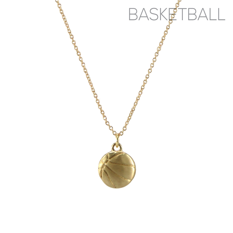 16967 HAMMERED BASKETBALL SMALL BALL THIN NECKLACE