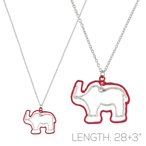 16977LSI RED ELEPHANT CHAIN NECKLACE