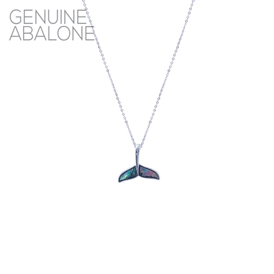 17141 SILVER  ABALONE WHALE TAIL SHORT NECKLACE