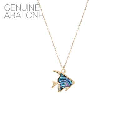 17142 ANTIQUE ABALONE ANGEL FISH THIN NECKLACE