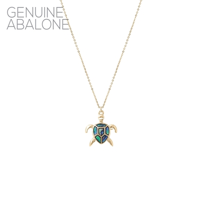 17143  ANTIQUE ABALONE TURTLE  THIN NECKLACE
