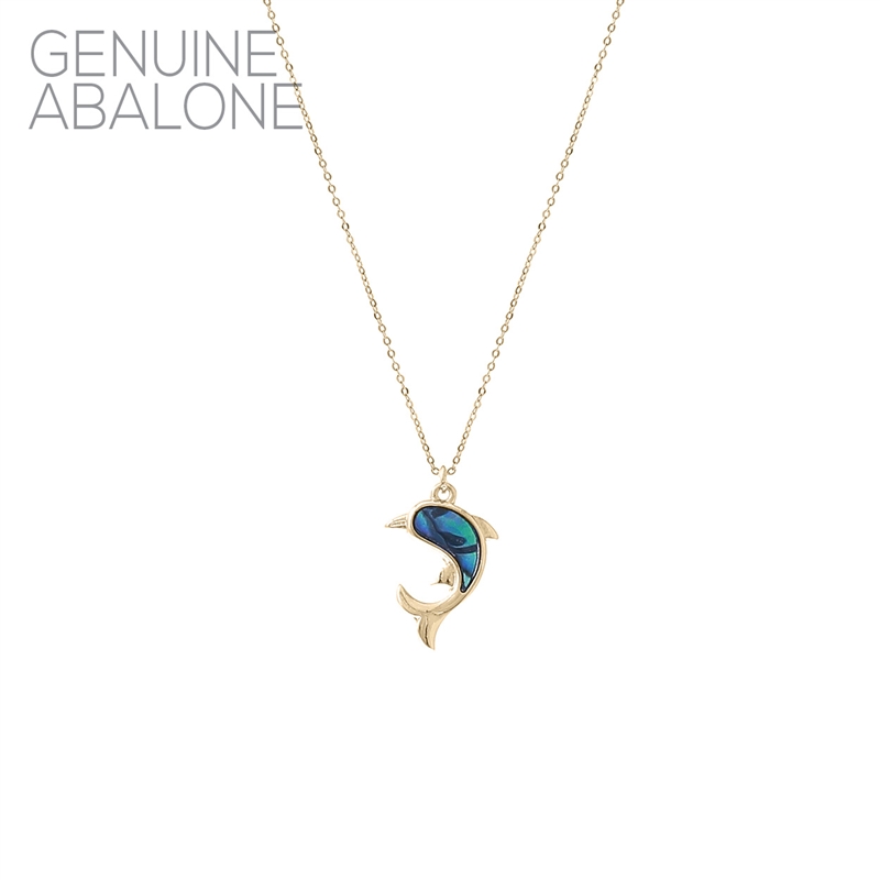 17147 ANTIQUE ABALONE DOLPHIN THIN CHAIN NECKLACE