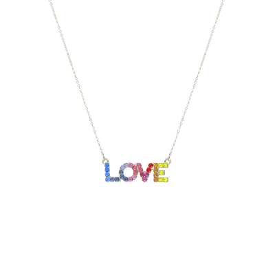 17173 RHINESTONE "LOVE" INSPIRATIONAL SHORT NECKLACE