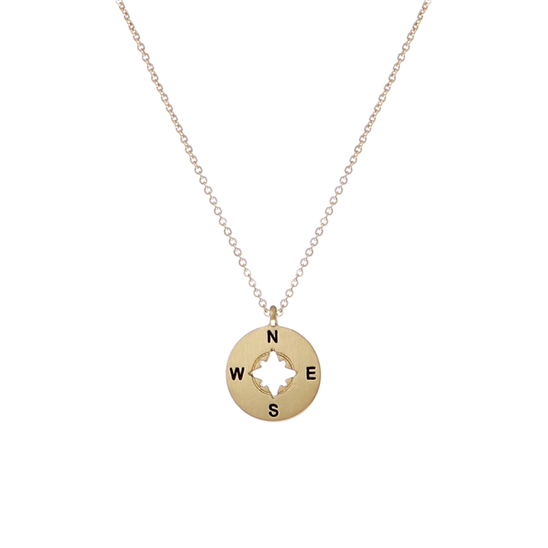 17248 HAMMERED SMALL THIN COMPASS NECKLACE