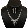 17309 AB-SILVER SMALL TEARDROP SET NECKLACE