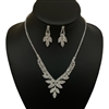 17315 SMALL LEAF CLEAR SILVER SET NECKLACE