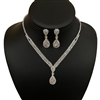 17317 AB- SILVER RHINESTONE TEARDROP SET NECKLACE