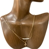 17336 GOLD PEARL & CROSS THIN LAYER SHORT NECKLACE