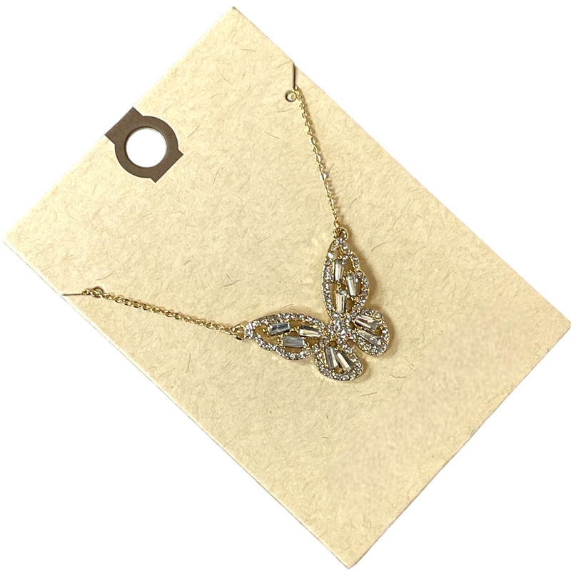 17346 SMALL RHINESTONE BUTTERFLY THIN NECKLACE