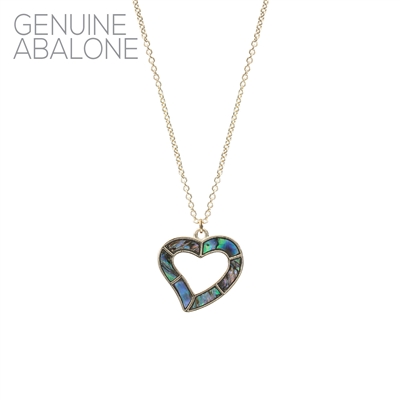 17420 ANTIQUE ABALONE HEART THIN SHORT NECKLACE