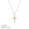 17464 CZ ANTIQUE SLIM CROSS THIN NECKLACE